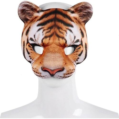 Halloween Carnival Party Masquerade Props EVA Half Face Animal Mask Creative cosplay makeup props adult cute funny tiger mask
