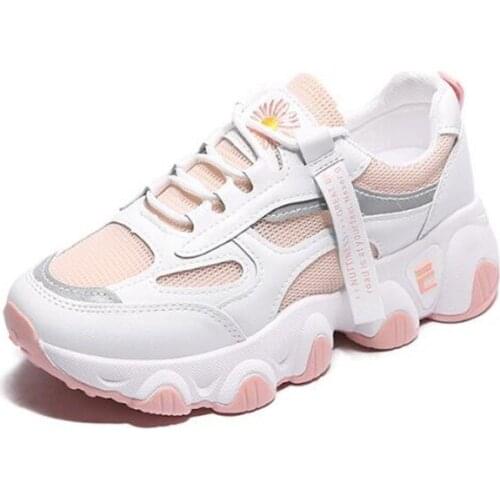 Women Chunky Sneakers Fashion Female Platform Thick Sole Running Casual All-Match Shoes Breathable Mesh Vulcanize Shoes