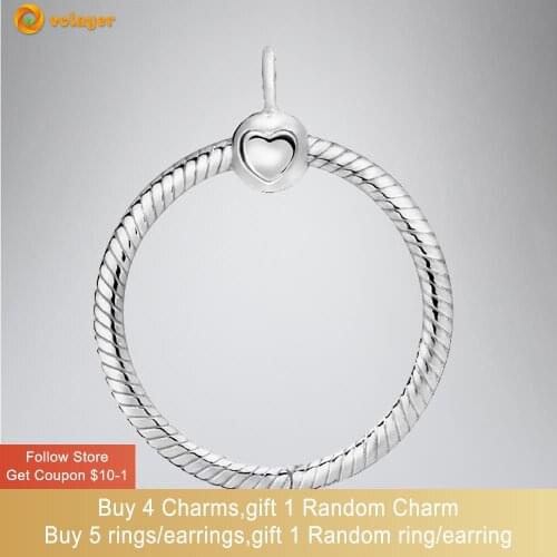 Volayer 925 Sterling Pendant Silver Color Silver O Pendant fit Original Pandora Necklaces for Women Jewelry Making Birthday Gift