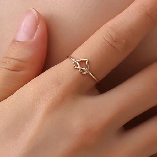 Simple Temperament New Hollow Cross Love Heart Ring Alloy Ring for Women Korean Style Gold Silver Black Color Simple Open Ring