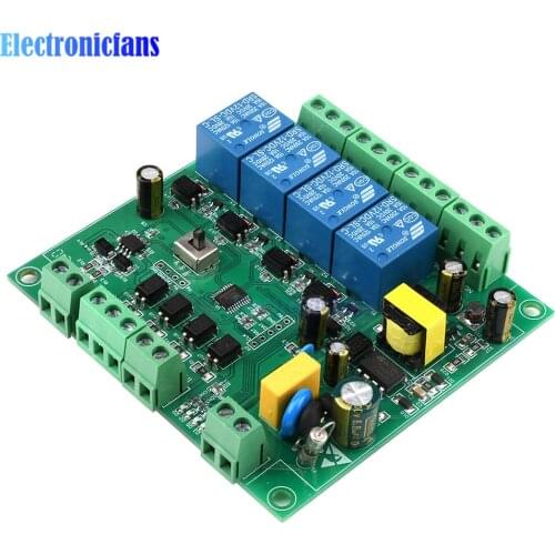 AC 220V 4 Channel Relay Module Modbus RTU Power Supply Module RS485/TTL UART Interface 4 Way Input Output Onboard Relay Switch