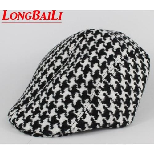 56cm Headsize Winter Fashion Black And White Plaid Childrens Newsboy Caps Youth Visors Free Shipping SHXB020