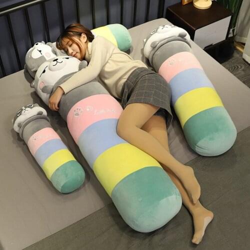 60cm-100cm Kawaii Rainbow Plush Husky Toys Stuffed Animal Dolls Kids Gift Doll Lovely Dog Toys Home Decoration Soft Pillows