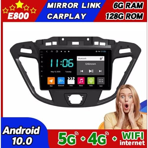 128GB Rom Car Radio Stereo Receiver For Ford Transit Custom Tourneo 2014 Android 10 Multimedia GPS Navigation Carplay Head Unit
