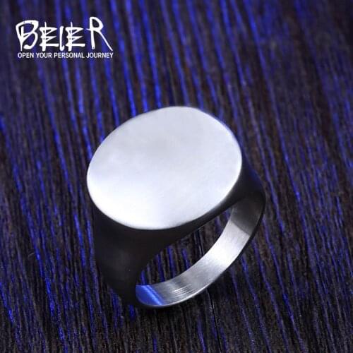 BEIER new store Brushed smooth mens ring sleek minimalist oval ring high quality jewelry gift LLBR8-585R