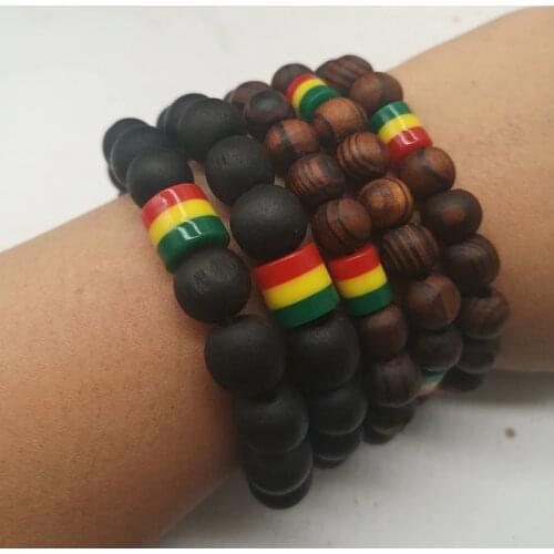 Free Shipping!! 5pcs/lot Rasta wooden beaded bracelets can mixed colors