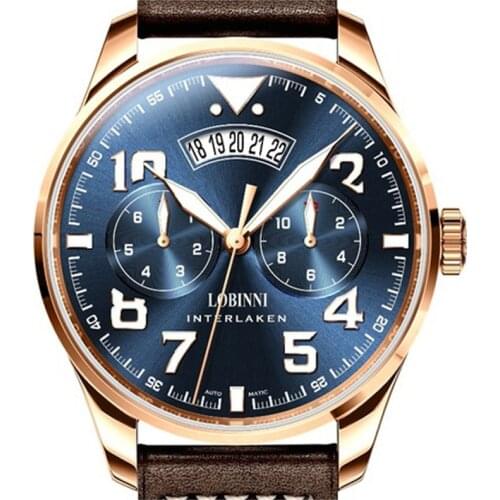 Top Brand Switzerland LOBINNI Men Watches Japan MIYOTA 9122 Automatic Mechanical MOVT Mens Sapphire relogio masculino L16051-5