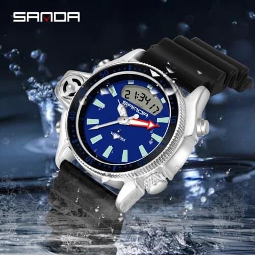 SANDA 2021 new fashion sports mens quartz watch military watch male waterproof S vibration male clock relogio masculino