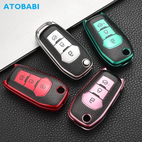 TPU Car Key Cases Flip Remote Control Protector Cover For Ford F150 F250 Focus 3 Escort Kuga Everest Fiesta Mustang Edge Fusion
