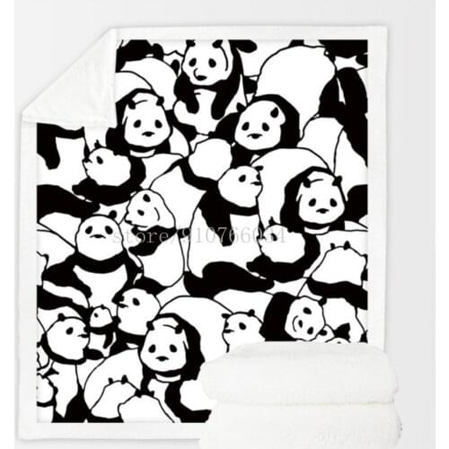 Blanket Throw Blankets Black and White Cute Pandas Bed Blankets Crystal Velvet Fleece Sherpa Choose One-Layer Two-Layer Blanket