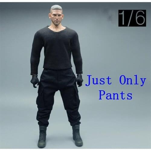 For Sale 1/6th Model Black Trendy Color Punisher Pants Trousers For Mostly AT027 12 inch Doll Action Accessories In Stock
