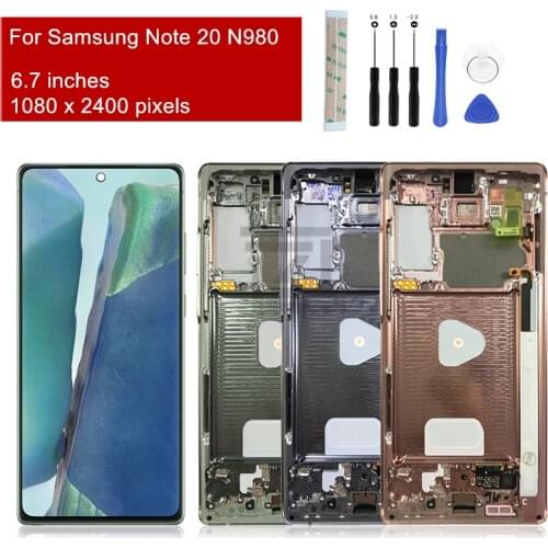 For Samsung Galaxy Note 20 LCD SM-N980F SM-N980F/DS Display Touch Screen Digitizer Assembly With Frame Replacement 6.7"