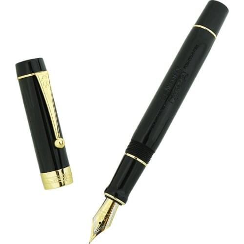 Jinhao 100 Centennial Resin Fountain Pen Black with Logo Iridium EF/F/M/Bent Nib with Converter Ink Pen Business Office Gift Pen
