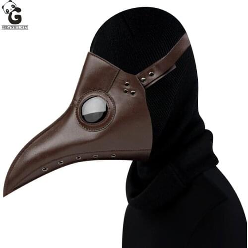 Plague Doctor Masks Steam Punks Black Death Mask Horror PU Steampunks Mask Halloween Plague Doctor Cosplay Beak Carnival