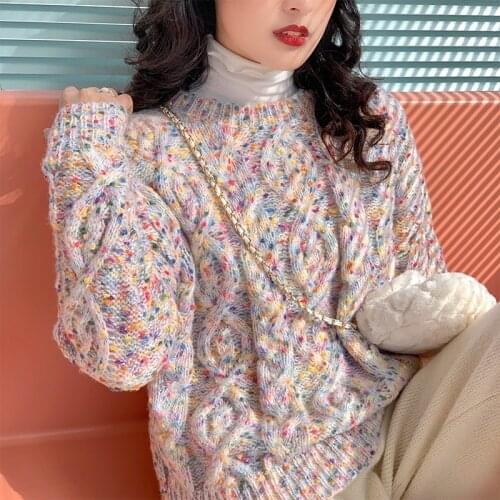 Fashion 2021 New Women Chic Candy-Color Solid Students Soft Sexy Warm Sweet Knitted Color-Hit Pullover Sweater