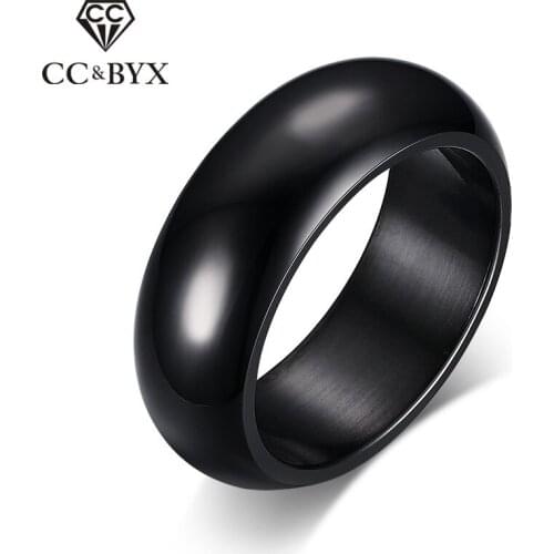 CC Fashion Simple Rings For Men Titanium Steel Smooth Ring Black Gold-Color Party Jewelry Drop Shipping CC934a