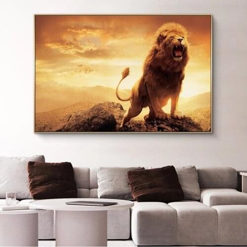 Nordic Style African Wild Roaring Lion Canvas Painting Wall Art Nordic Posters and Prints Wall Pictures for Living Room Decor