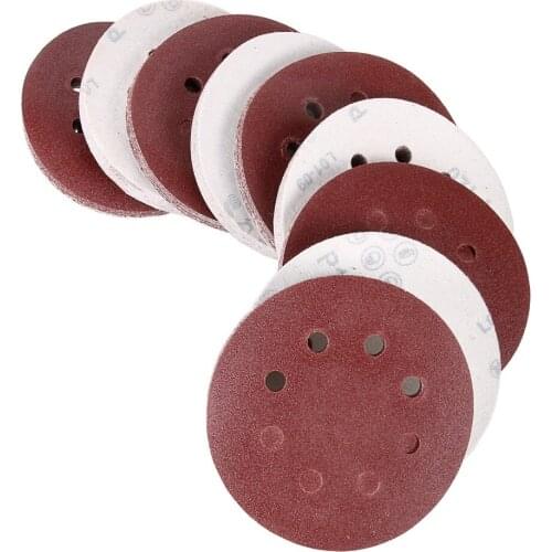 New 100 Pcs 5" 8 120grit Hole Grit Sand Disc Random Orbit Sandpaper Hook and Loop Sanding Sander