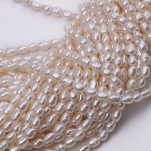 Freshwater Pearl Necklaces Riceshape with Size 2.5-3mm Perfect Luster Accessories for Jewelry Diy Loose Pearl Strands