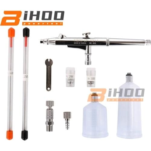 0.2 0.3 0.5 mm Paint Spray Gun, Double Action Spray Gun Compressor Kit, Used For Art Car Model Tattoo Nail Art ,20cc 40cc