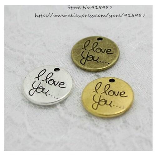Sweet Bell 15 pieces/lot 20mm charms Three color Metal Color "I love you "Moon Charms Jewelry Neckalces Pendants Findings 4D792