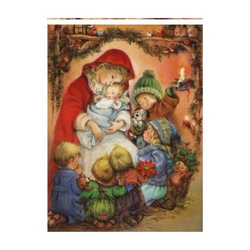 Full round diamond mosaic embroidery mother children painting by numbers rhinestone wall sticker daimond drawing art needlework