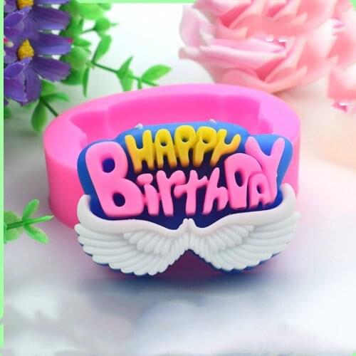 Happy birthday DIY handmade soap Mold Candle mould Baby Shower Cake Baking Tools HappyBirthDay Letter Silicone Mould