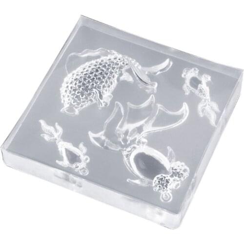 DIY Handmade Resin Goldfish Squid Shape Molds AB Glue Crystal Epoxy High Translucent Silicone Mold Jewelry Making