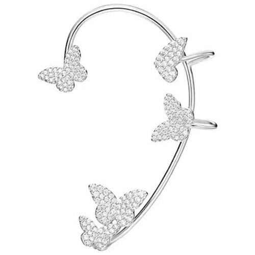 SOELLE Fashion Pure 925 Sterling Silver Butterflies Ear Cuff Micro 5A Cubic Zirconia Clip Earring 1pc for Women Brand Jewelry