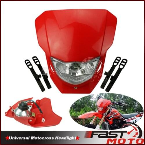 Dual Sport Bike Headlight Pit Dirt Bike Head Light Red For Suzuki RMX 450 450Z 250 DR200 RM85 Enduro Lamp Motocross Headlamp