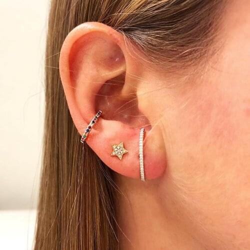 Top quality thin bar gold filled micro pave cz line bar fashion delicate teen girl gift stud zirconia earring 925 silver