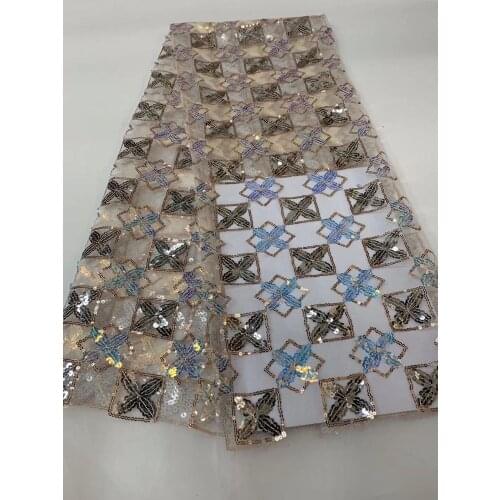 Top grade 5 yards french net fabric SYJ-78886 with sequins embroidered tulle fabric with top quality for sexy