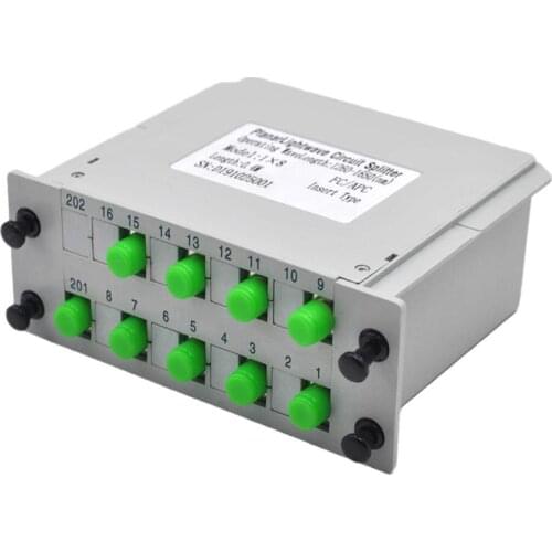 1*8 FC/APC Fiber Optic Splitter 1x8 Optical PLC Splitter Cassette Box Card Inserting Type Optical FTTH PLC Splitter
