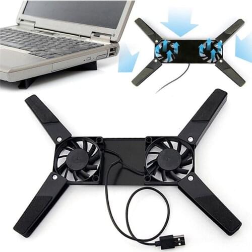 1PCs Laptop Desk Support Dual Cooling Fan Notebook Computer Stand Foldable USB Rack Holder Heat Reduction Pad Laptop Accessories