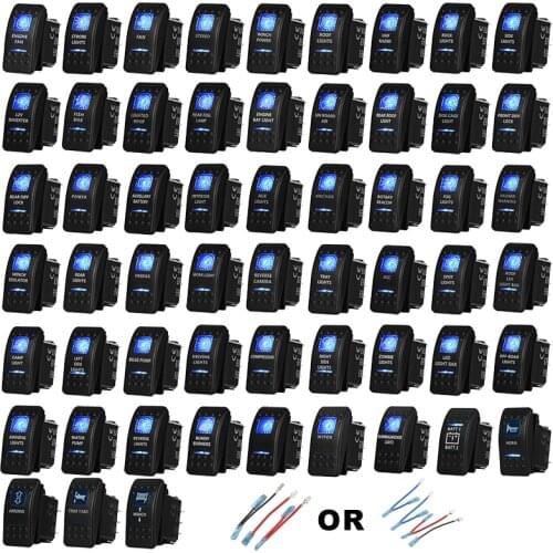 12V 20A/24V 10A Car Boat Truck Blue Led Lights Rocker Push Button Switch For ARB Carling Narva 4X4 + Jumper Wires Set