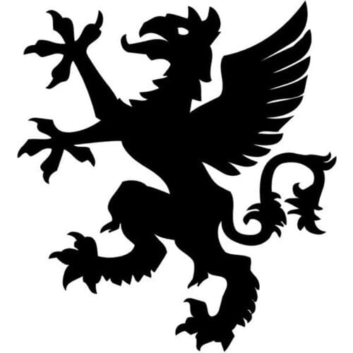 14cm*15.4cm Medieval Gryphon Griffon Decor Animal Vinyl Car Styling Stickers Black/Silver S3-6601