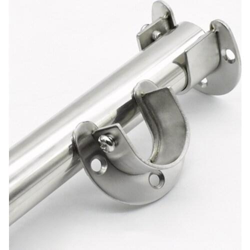 2Pcs Shower Curtain Closet Rod Brackets Support Holder Brace Stainless Steel U Shape Pole Supporter Socket Brackets with Screws