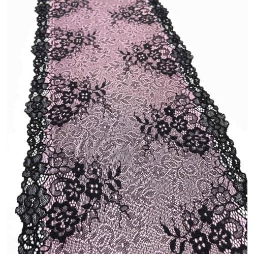 3y/lot Width 18cm Pink Black Elastic Lace Trim For Clothing Sewing Craft DIY Apparel Fabric Lace Garment Accessory