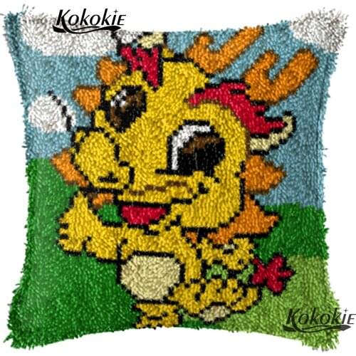 3d carpet dragon cushion embroidery yarn handmade printed cross stitch kits handicraft needlework sets latch hook rug pillow