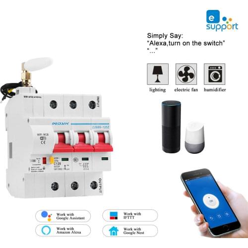 EWelink app 3P WiFi Smart Circuit Breaker overload short circuit protection with Alexa google home for Smart Home
