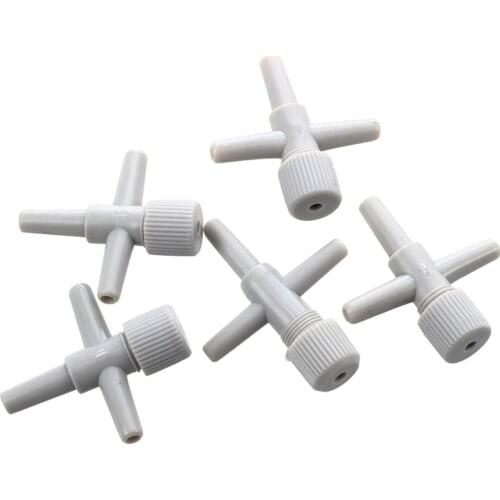 5 Pcs Fish Tank Gray Plastic Connect 3 Tubes Cross Air Control Valves Splitter