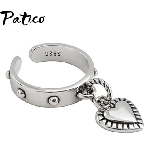 925 Sterling Silver Steampunk Heart Statement Ring For Women Girls Adjustable Size Anniversary Gift Fashion Jewelry Wholesale