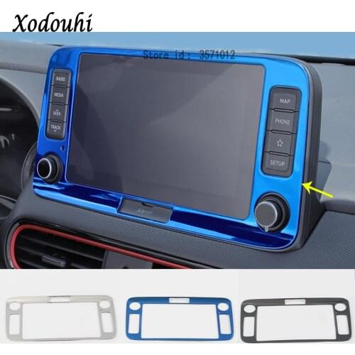 For Hyundai Kona Encino Kauai 2017 2018 2019 2020 Car Sticker Middle Console Central Control Navigation Switch Trim Frame Parts