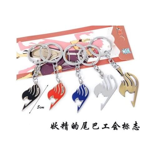 Fairy Tail Keychain Logo Tattoo Badge Silver Blue Red Black Keyring Key Chain Anime Fashion Jewelry Figure Cosplay Toy Gift