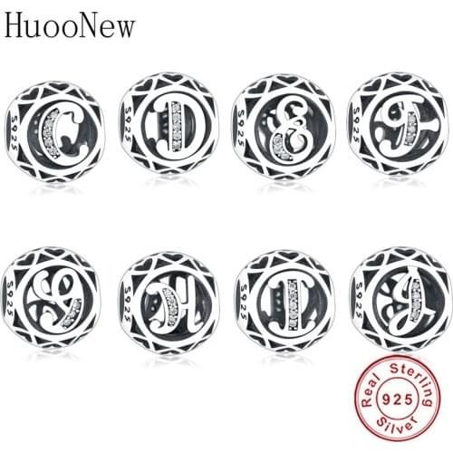 Fits Original Charms Bracelet Jewelry Making 2019 New Style Fashion 925 Sterling Silver Alphabet Letter DIY Charm Beads