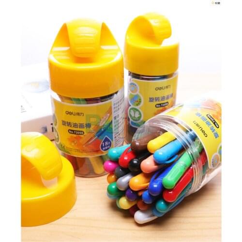 Deli 12/18/24 colors Water soluble oil painting stick Non-toxic Oil Pastel Painting Pen Child Crayon Wax Graffiti Pencil