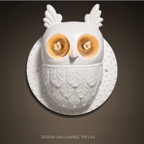 L84-Nordic creative personality bedroom aisle resin children room lights owl wall lamp hotel rooms bedside lamps