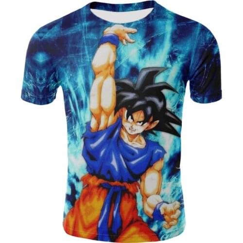 Mens 3D Goku Manga T-Shirts New Hot-Sale Fashion Comfortable Synthetics Printing Short Sleeves Anime Top Clothing For Boy Kids