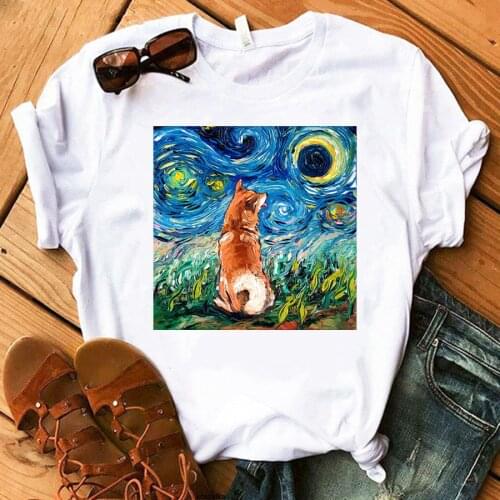 Shiba Inu T-Shirt Summer Women Anime Tshirts Streetwear Aesthetic Harajuku Kawaii Hip Hop Casual Female Tee Shirt