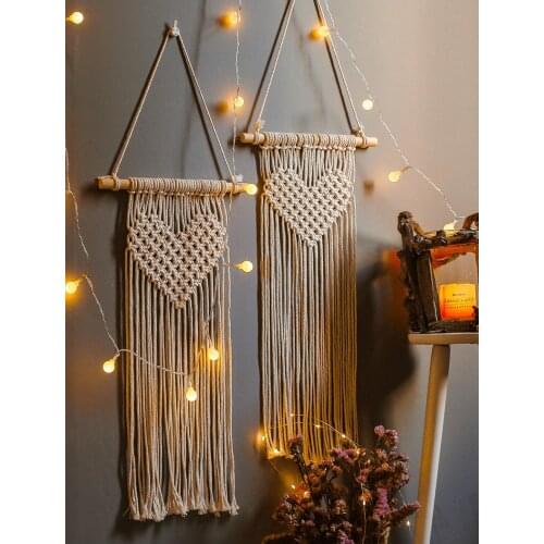 Hand Knitting Tapestry Love-heart Living Room Background Wall Bedside Decoration Nordic Style Wedding Decor Creative Ornaments